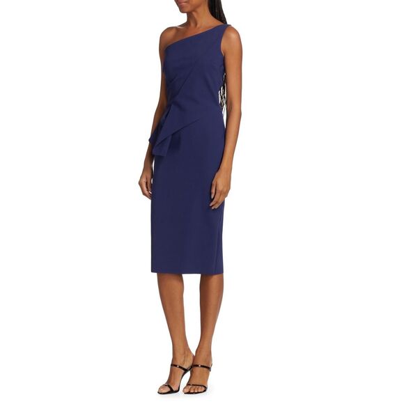 Chiara Boni La Petite Robe Womens Zulema One-Shoulder Peplum Dress Iris Sz 2 - Picture 3 of 11